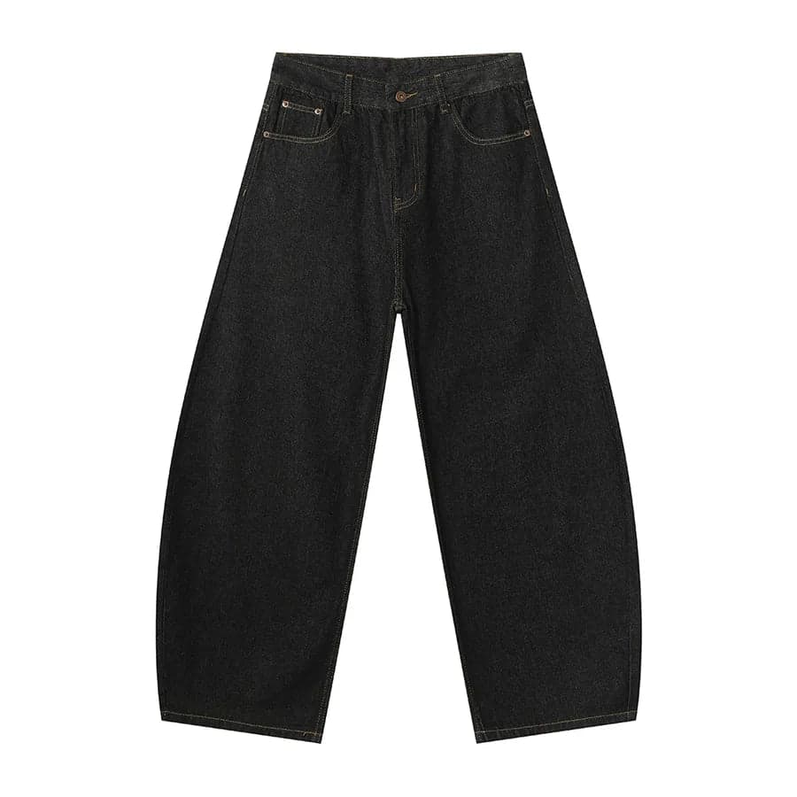 Washed Wide Leg Knife Jeans - Thumbnail 12