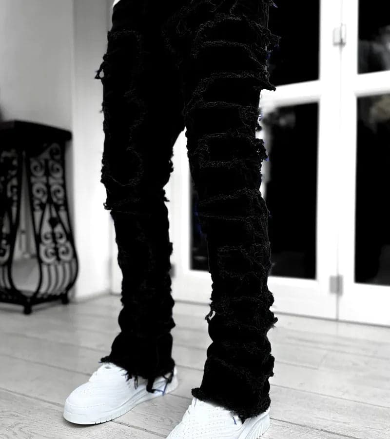 Tape Denim Straight Leg Pants - Thumbnail 7
