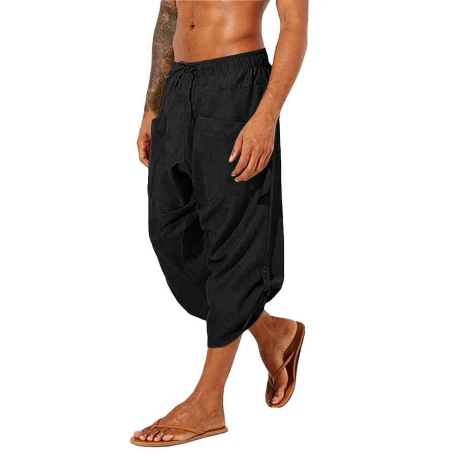 Calf-Length Cotton Gym Trousers - Thumbnail 3