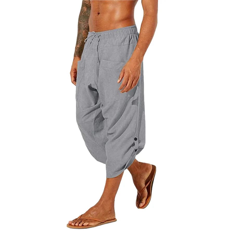 Calf-Length Cotton Gym Trousers - Thumbnail 4