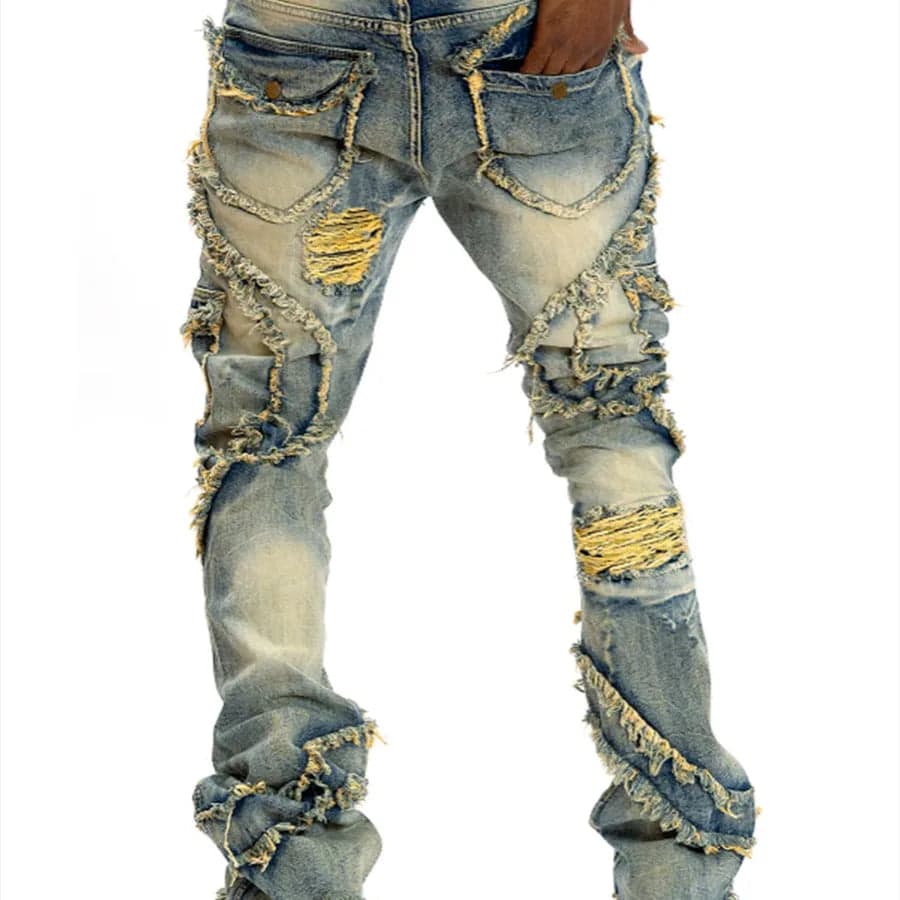 Bell Bottom Denim Jeans - Thumbnail 2