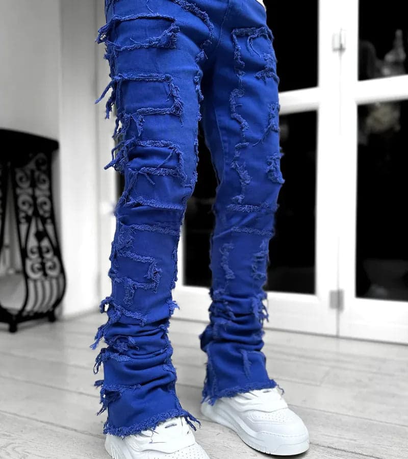 Tape Denim Straight Leg Pants - Thumbnail 6