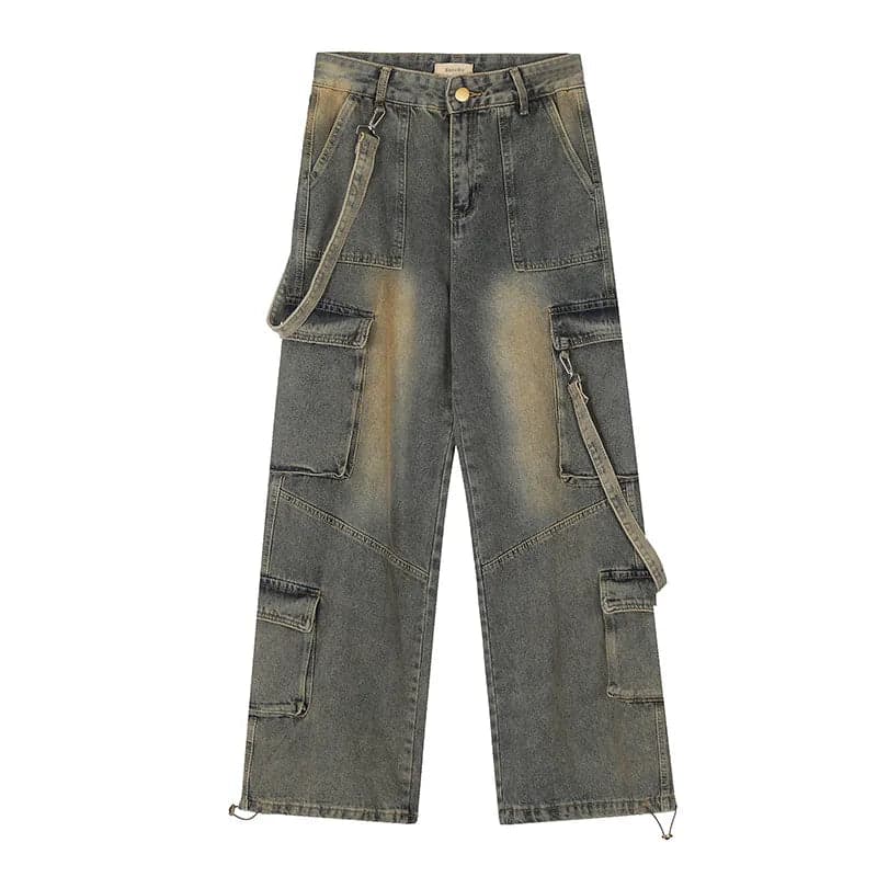 American retro multi-pocket jeans - Thumbnail 4