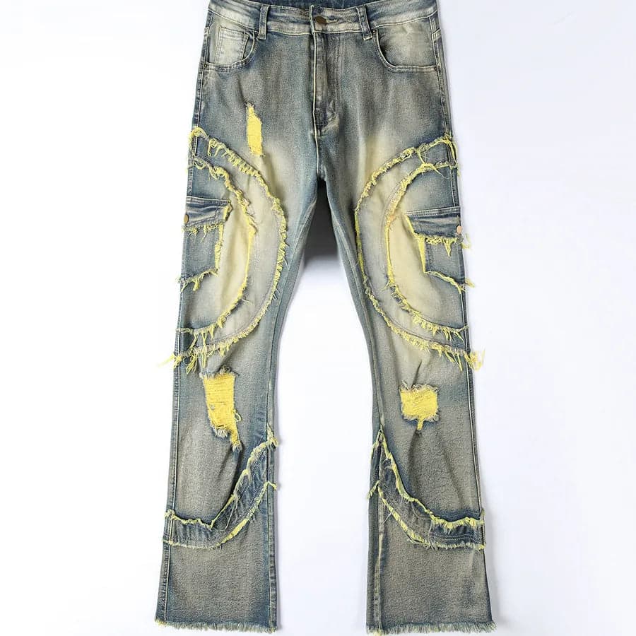 Bell Bottom Denim Jeans - Thumbnail 3