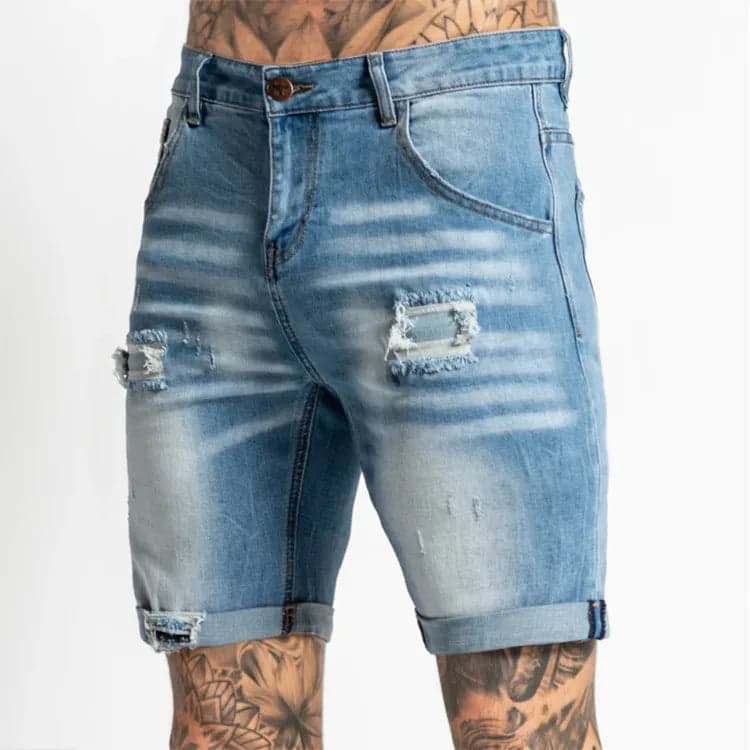 Washed Ripped Shorts - Thumbnail 3