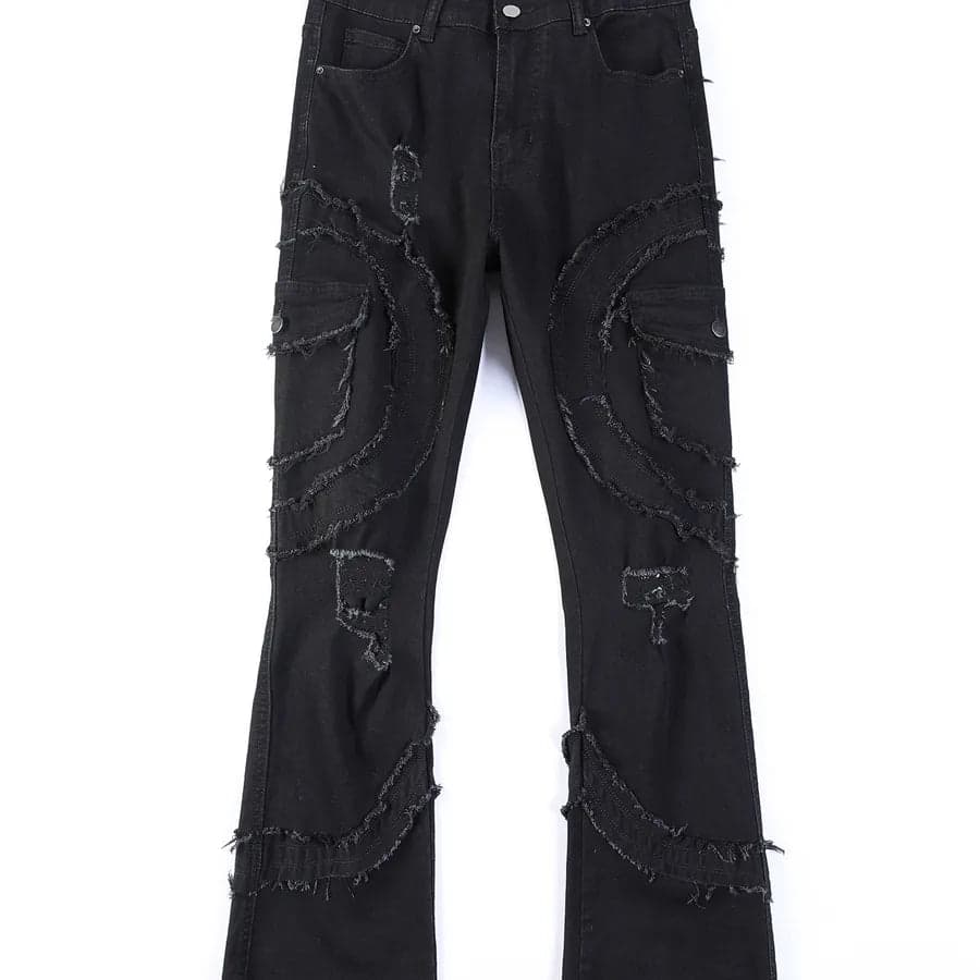 Bell Bottom Denim Jeans - Thumbnail 5