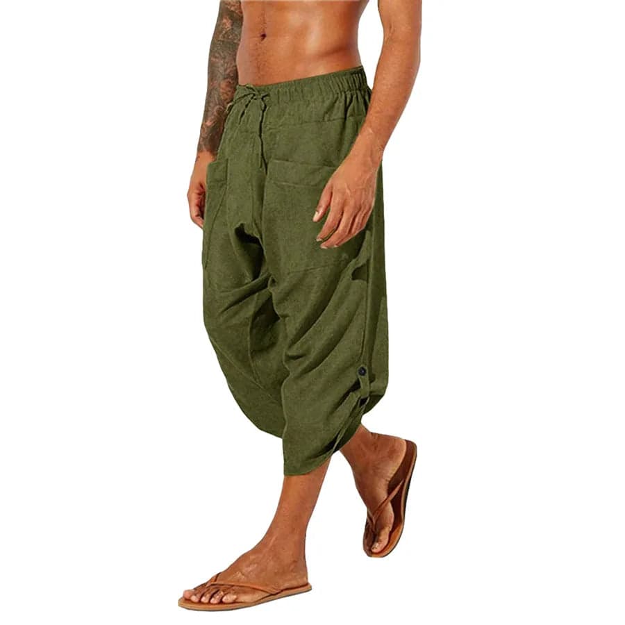 Calf-Length Cotton Gym Trousers - Thumbnail 2