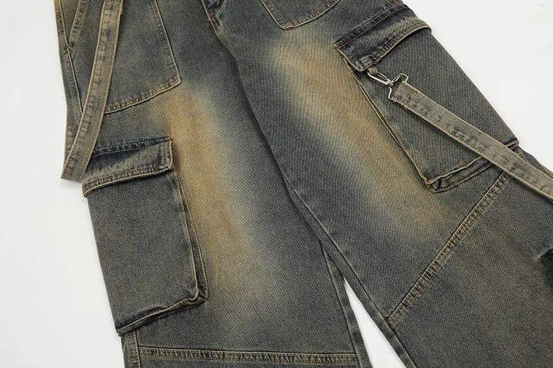 American retro multi-pocket jeans - Thumbnail 3