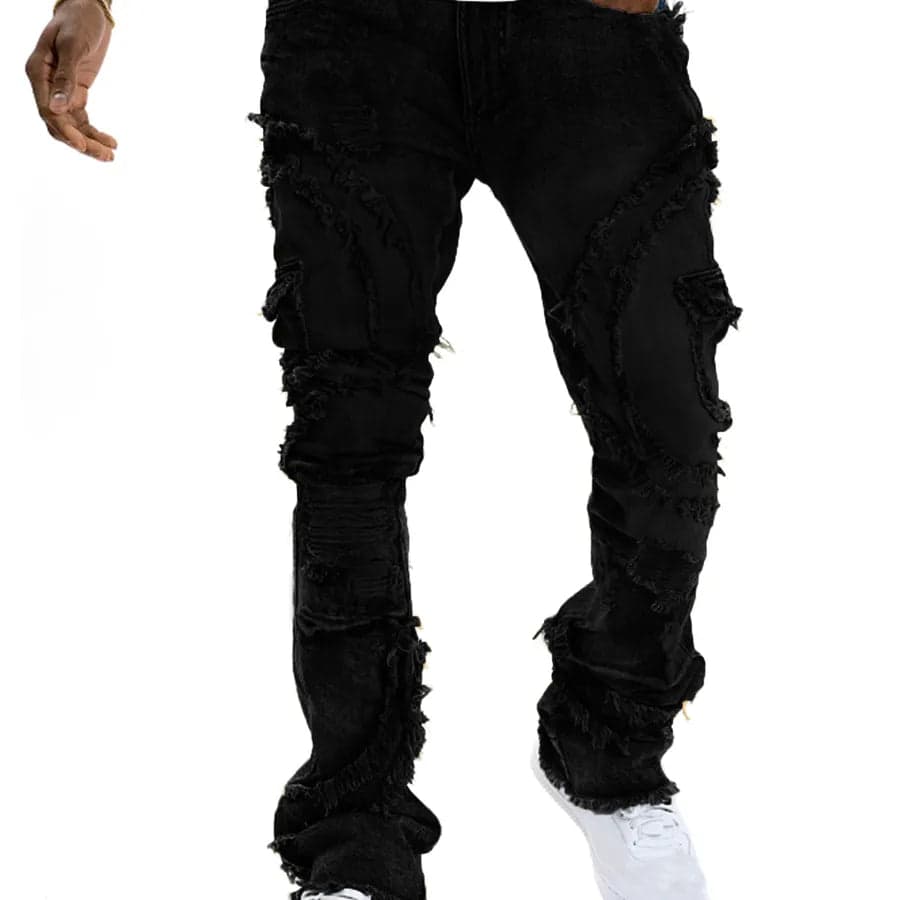 Bell Bottom Denim Jeans - Thumbnail 4