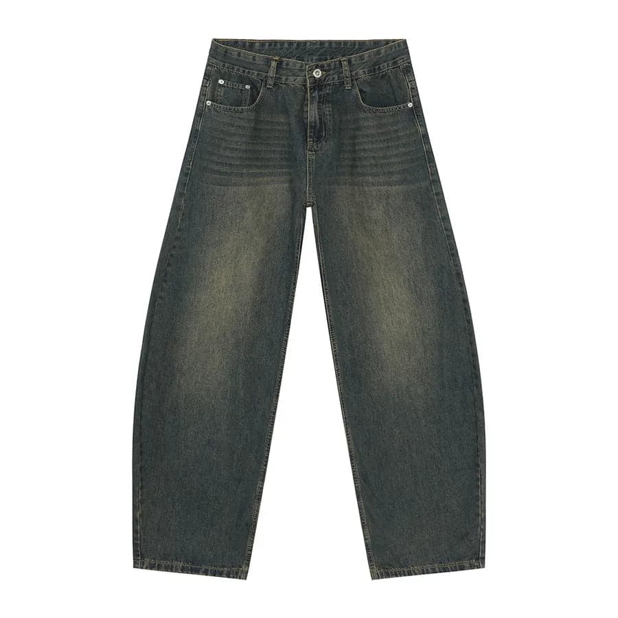 Washed Wide Leg Knife Jeans - Thumbnail 6