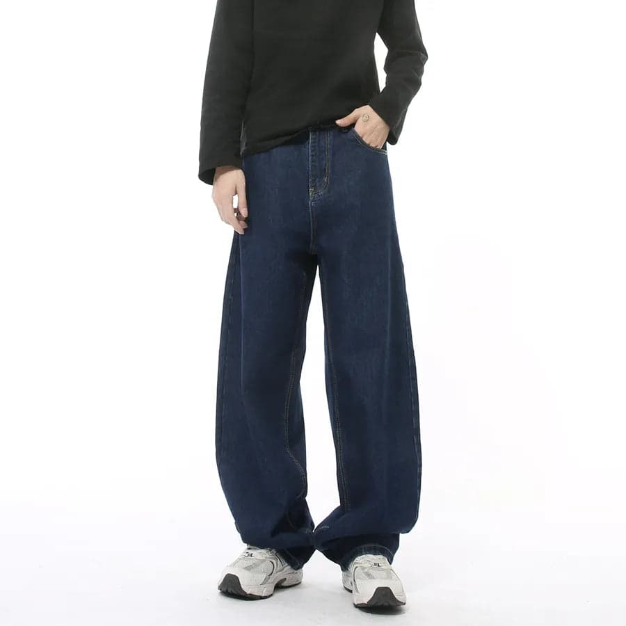Washed Wide Leg Knife Jeans - Thumbnail 2