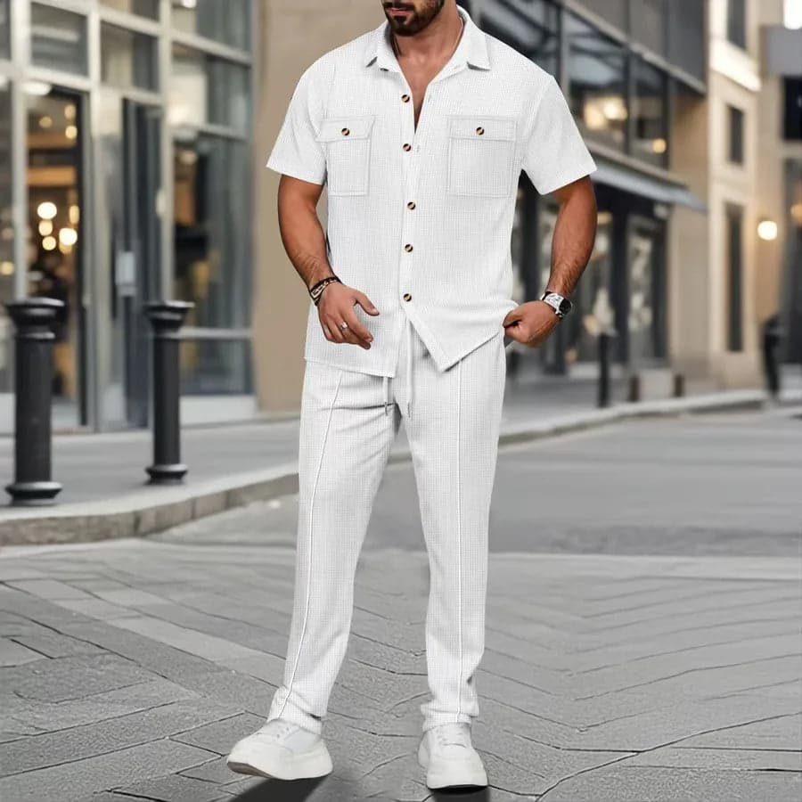Short Sleeve Trousers Two-Piece Set - Thumbnail 2