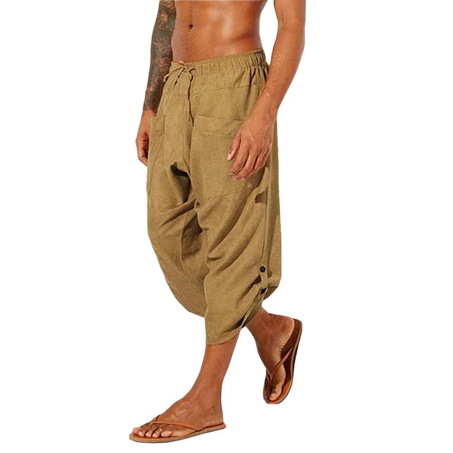 Calf-Length Cotton Gym Trousers - Thumbnail 5