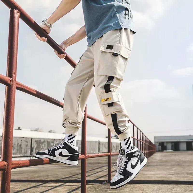 Overalls Men's Spring and Summer New Loose plus Size Ankle Banded Pants Ins Trendy All-Match Multi-Pocket Casual Trousers - Thumbnail 4