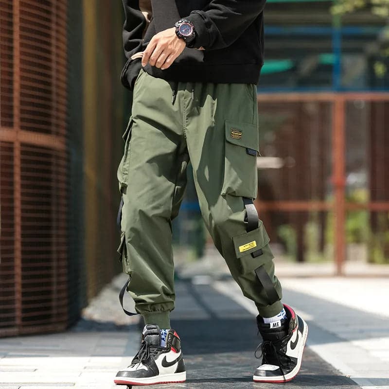 Overalls Men's Spring and Summer New Loose plus Size Ankle Banded Pants Ins Trendy All-Match Multi-Pocket Casual Trousers - Thumbnail 2