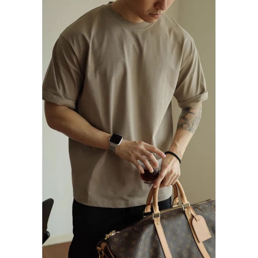 Loose Short Sleeve Men's T-shirt - Thumbnail 6