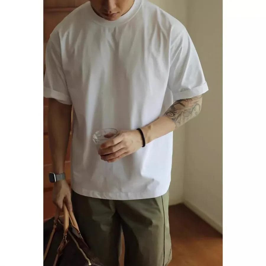 Loose Short Sleeve Men's T-shirt - Thumbnail 3