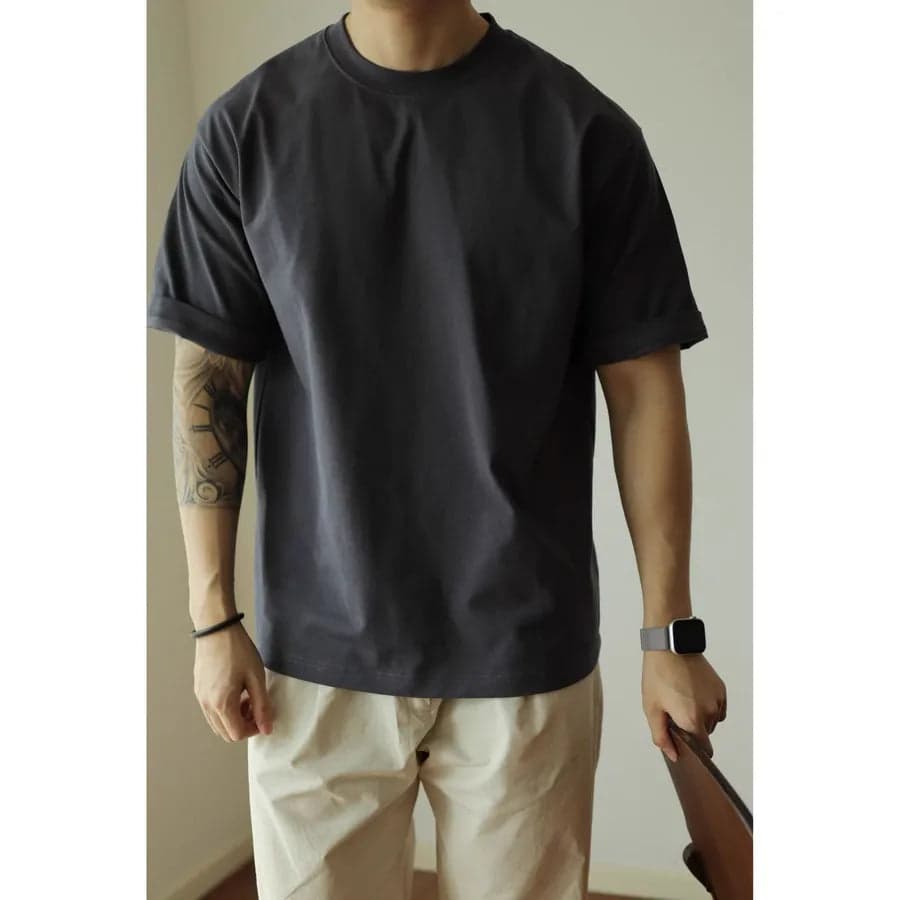Loose Short Sleeve Men's T-shirt - Thumbnail 10