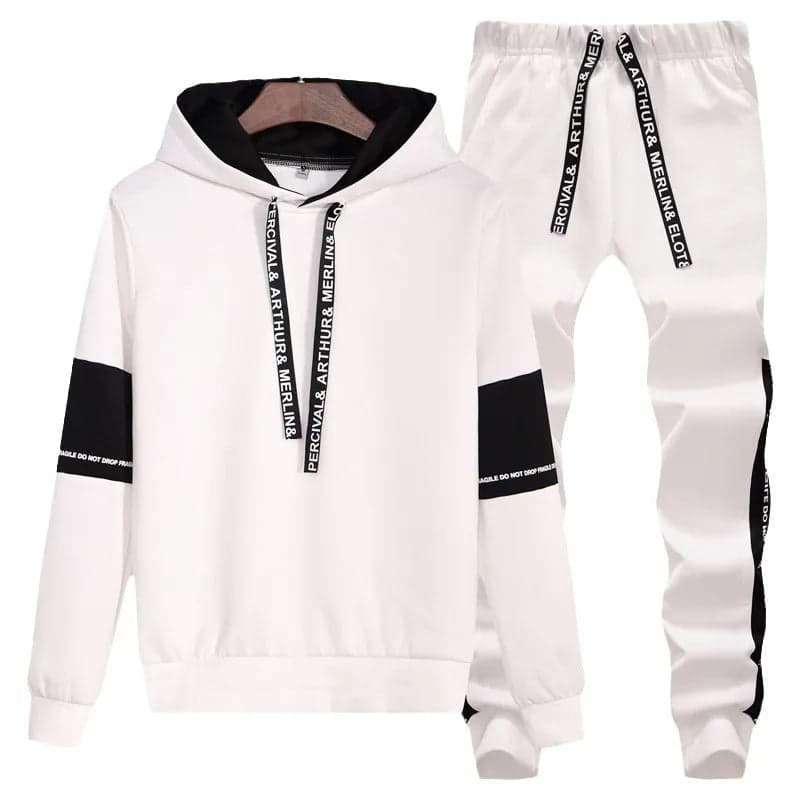 Wholesale men's and women's autumn suit men's New-style trendy handsome hip hop loose long-sleeved T-shirt two-piece student sweater - Thumbnail 4