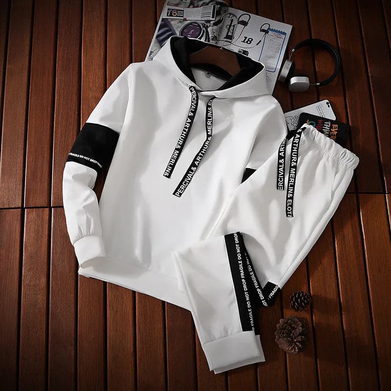 Wholesale men's and women's autumn suit men's New-style trendy handsome hip hop loose long-sleeved T-shirt two-piece student sweater - Thumbnail 3