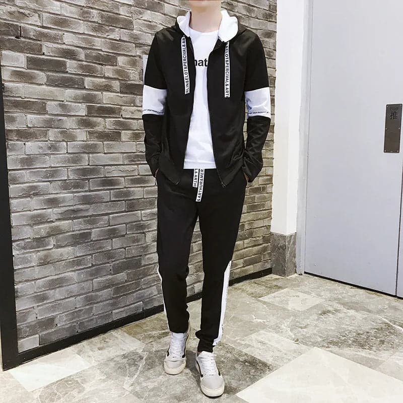 Wholesale men's and women's autumn suit men's New-style trendy handsome hip hop loose long-sleeved T-shirt two-piece student sweater - Thumbnail 6