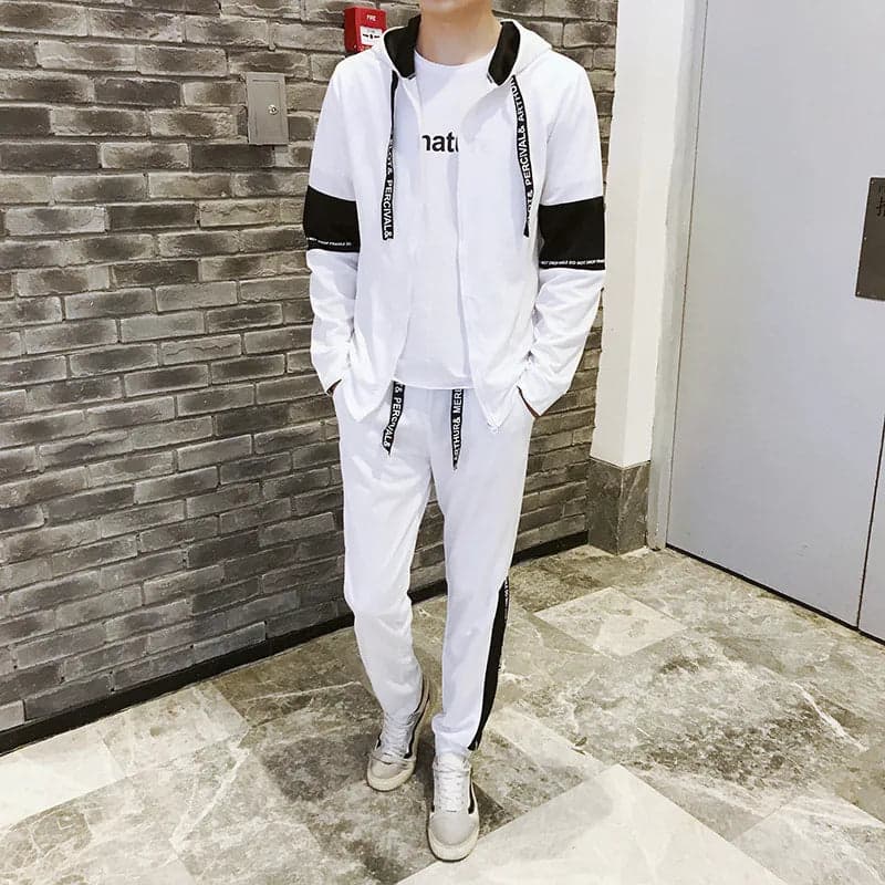 Wholesale men's and women's autumn suit men's New-style trendy handsome hip hop loose long-sleeved T-shirt two-piece student sweater - Thumbnail 7