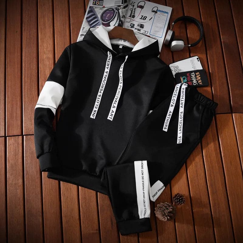 Wholesale men's and women's autumn suit men's New-style trendy handsome hip hop loose long-sleeved T-shirt two-piece student sweater - Thumbnail 2