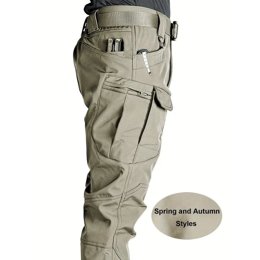 Men's Casual Workwear Tactical Pants Spring and Autumn High Waist Loose Fit Polyester Fabric Multi-Pocket Drawstring Design - Thumbnail 12