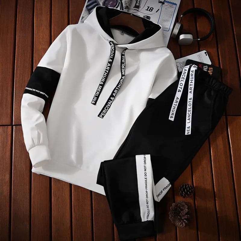 Wholesale men's and women's autumn suit men's New-style trendy handsome hip hop loose long-sleeved T-shirt two-piece student sweater - Thumbnail 10