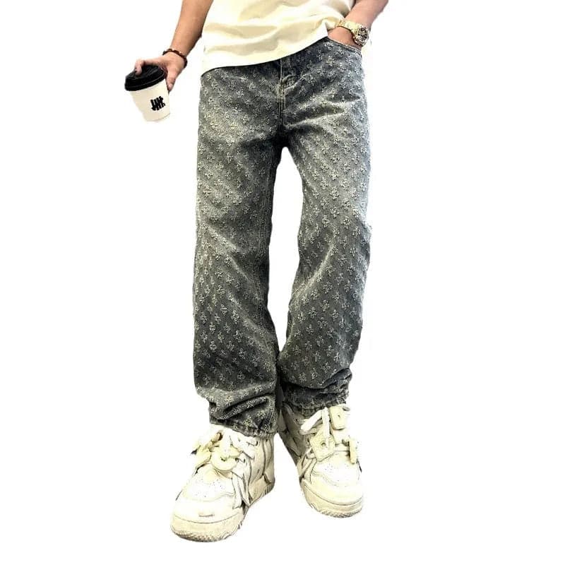 Men's Flower Casual Retro Loose Men's Bottoms - Thumbnail 4