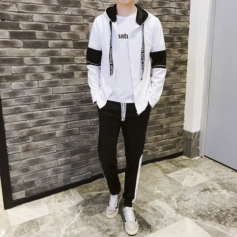 Wholesale men's and women's autumn suit men's New-style trendy handsome hip hop loose long-sleeved T-shirt two-piece student sweater - Thumbnail 5