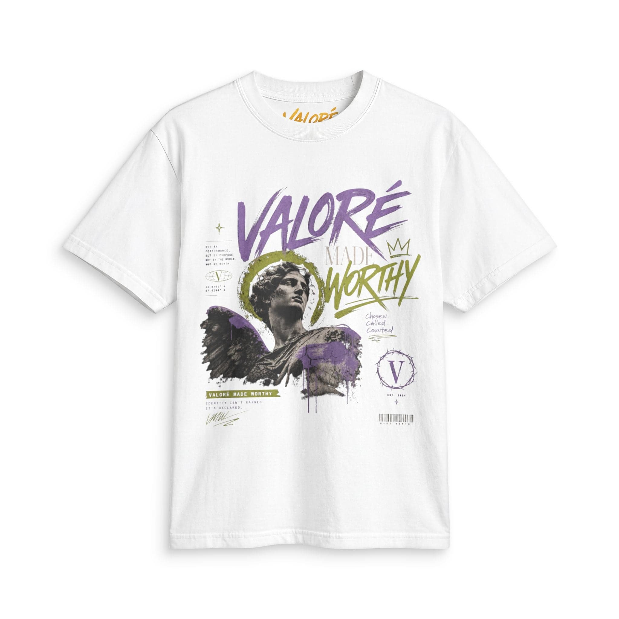 Valoré "I Am Worthy" Graphic T-Shirt — Inspirational Angel Art Tee