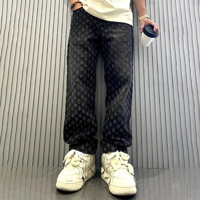 Men's Flower Casual Retro Loose Men's Bottoms - Thumbnail 9