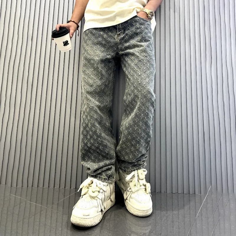 Men's Flower Casual Retro Loose Men's Bottoms - Thumbnail 5