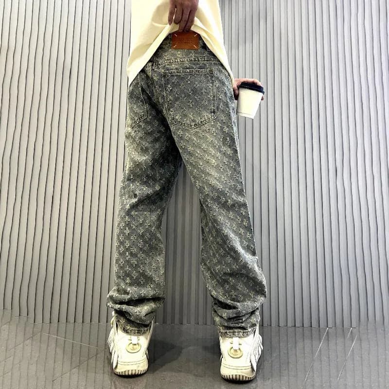 Men's Flower Casual Retro Loose Men's Bottoms - Thumbnail 3