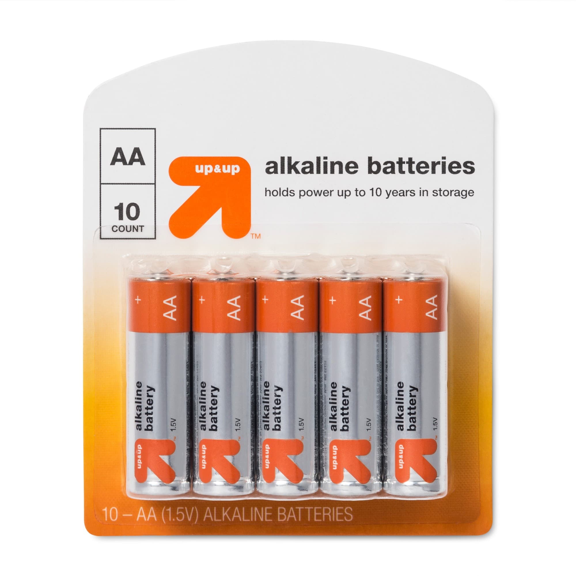 AA Batteries - 10pk Alkaline Battery - up&up™: Household Batteries, 1.5V, Single-Use, 0.506 Lbs - Thumbnail 2