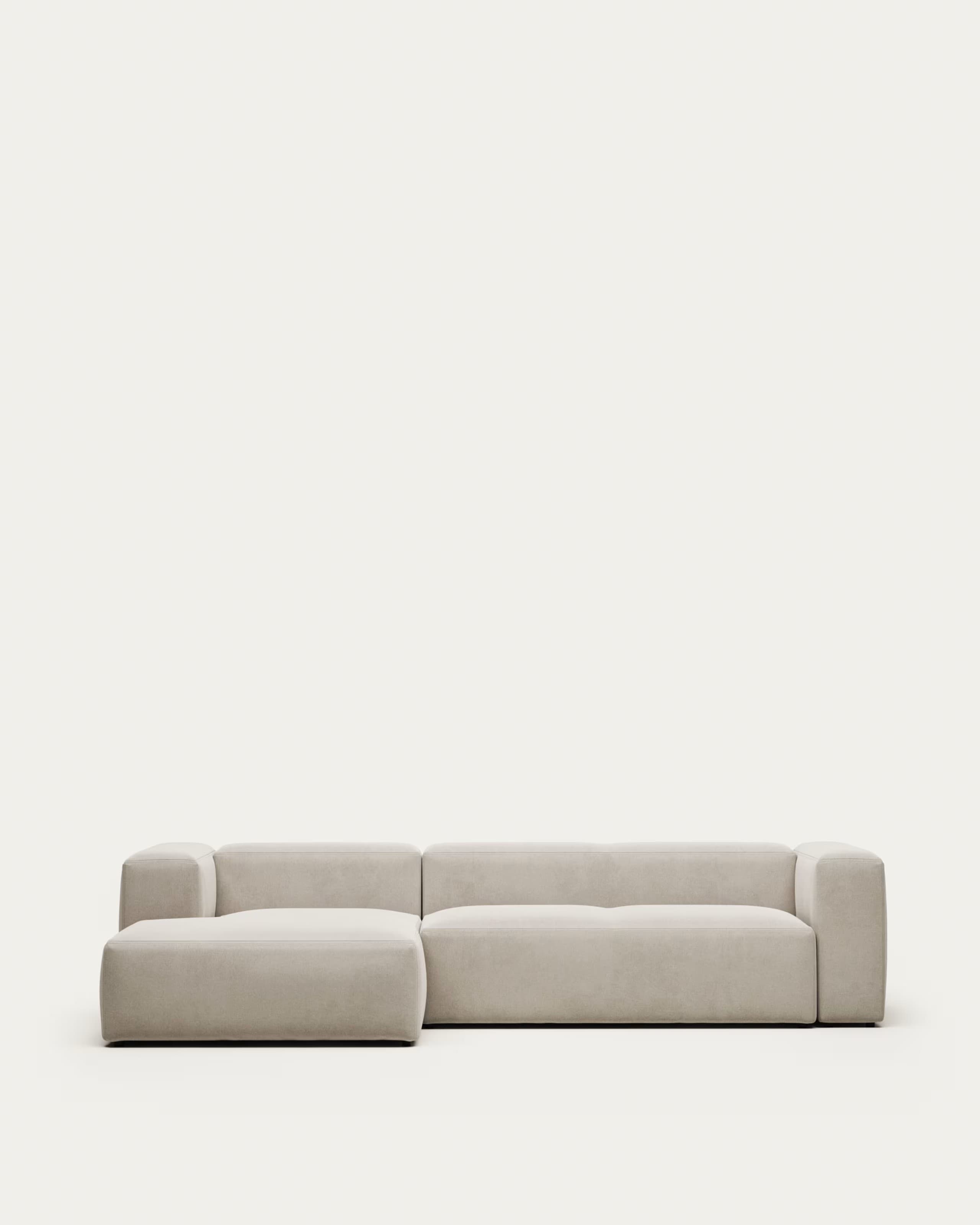 Modern Beige Sectional Sofa with Chaise - Thumbnail 2