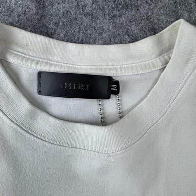 Amiri Shirt Mens Medium White Paint Drip Logo Graphic Double Sided Tee - Thumbnail 4
