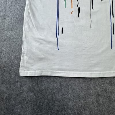 Amiri Shirt Mens Medium White Paint Drip Logo Graphic Double Sided Tee - Thumbnail 13