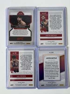 Ilia Topuria Justin Gaethje UFC MMA Lot 4x 2022 Panini Prizm Chronicles Elite RC - Thumbnail 2