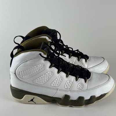 Air Jordan 9 Retro Shoes Mens Size 10.5 White Militia Green Statue 302370-109 - Thumbnail 7