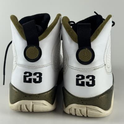 Air Jordan 9 Retro Shoes Mens Size 10.5 White Militia Green Statue 302370-109 - Thumbnail 6