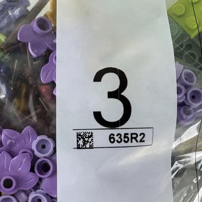 Retired LEGO Parts Bag 3 635R2 Purple Flower Plant Pieces Green New Sealed - Thumbnail 2