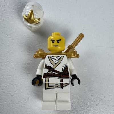 LEGO Ninjago Zane NJO0031 Minifigure White Ninja Gold Armor Sword Figure Toy - Thumbnail 2