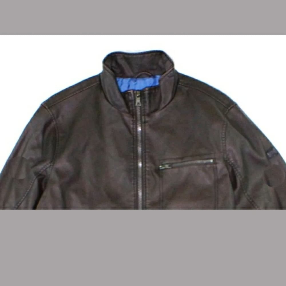 NWT Inc. Mens brown motorcycle style jacket big & tall Moto Leather Bomber - Thumbnail 3
