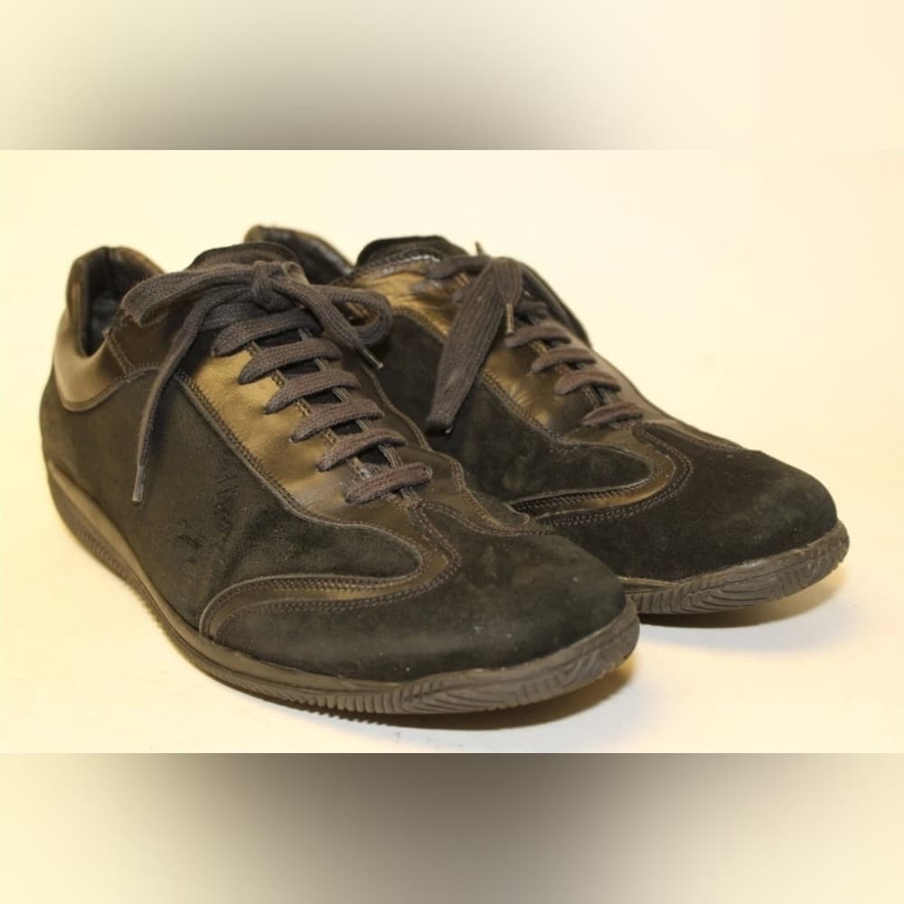 Valentino Garavani Mens Size 11.5 44.5 Black Suede Lace Up Casual Sneakers Shoes - Thumbnail 3