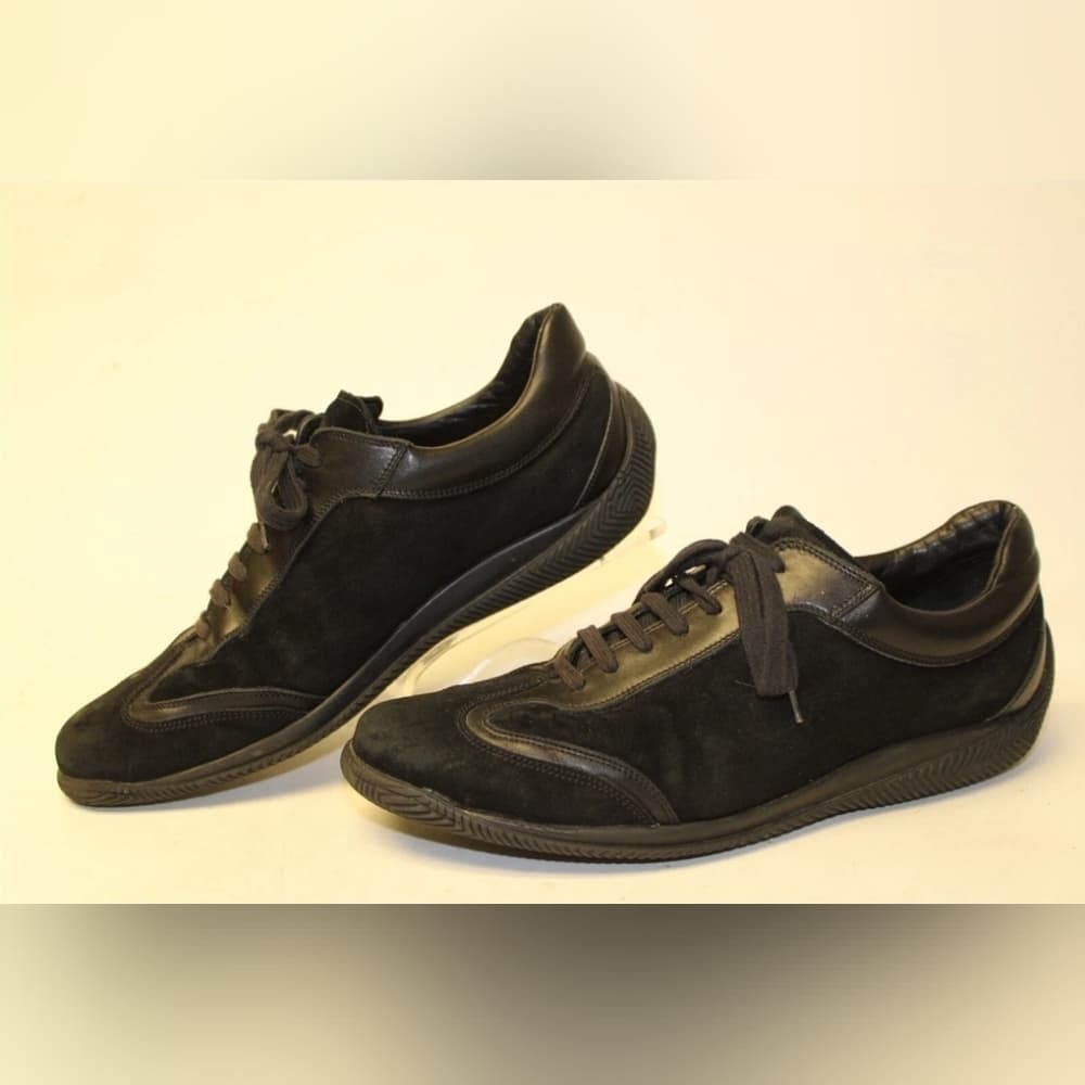 Valentino Garavani Mens Size 11.5 44.5 Black Suede Lace Up Casual Sneakers Shoes - Thumbnail 2