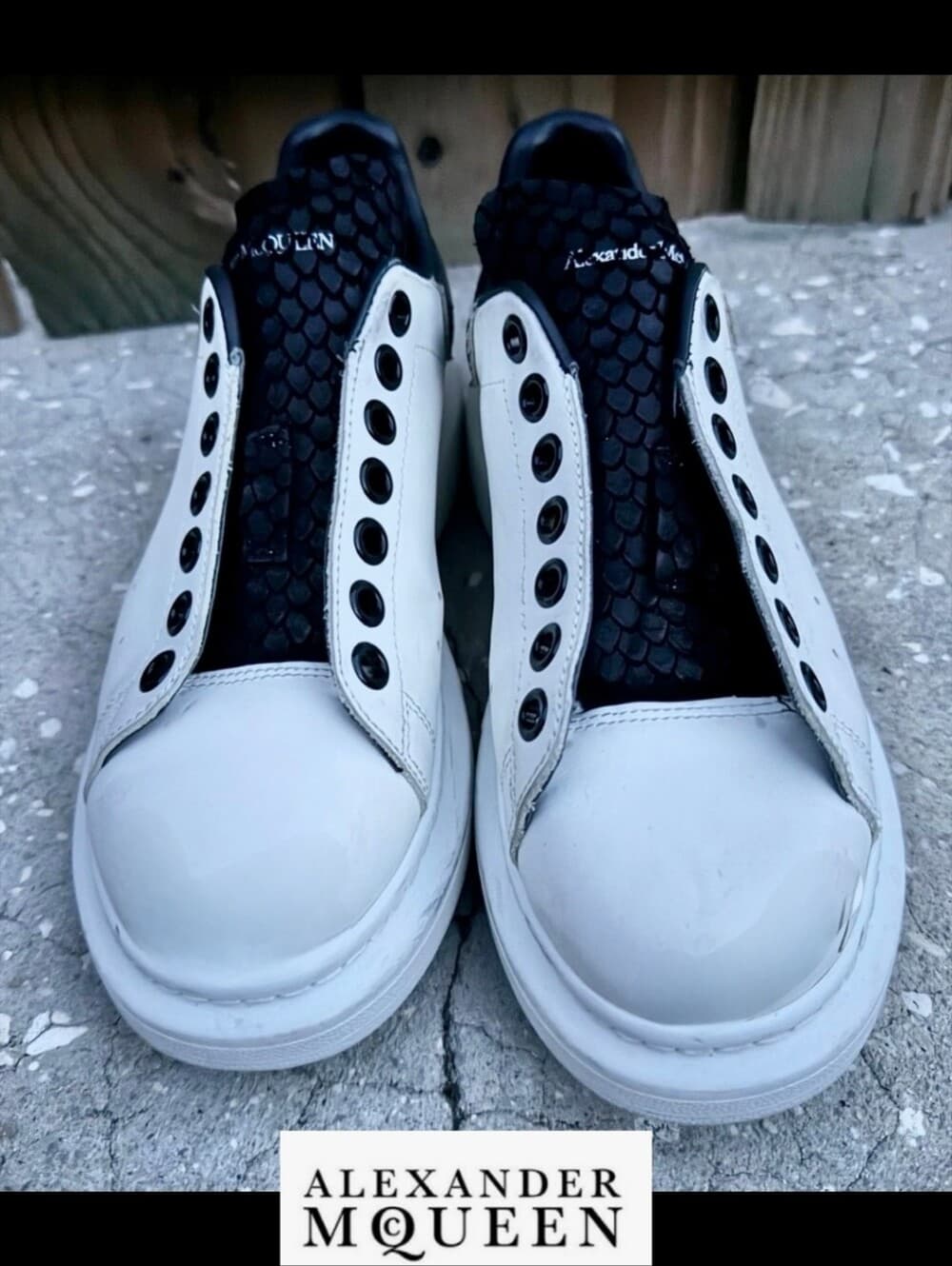 ALEXANDER MCQUEEN White Platform Oversized Sneakers with Black Accents W8.5 M6.5 - Thumbnail 3