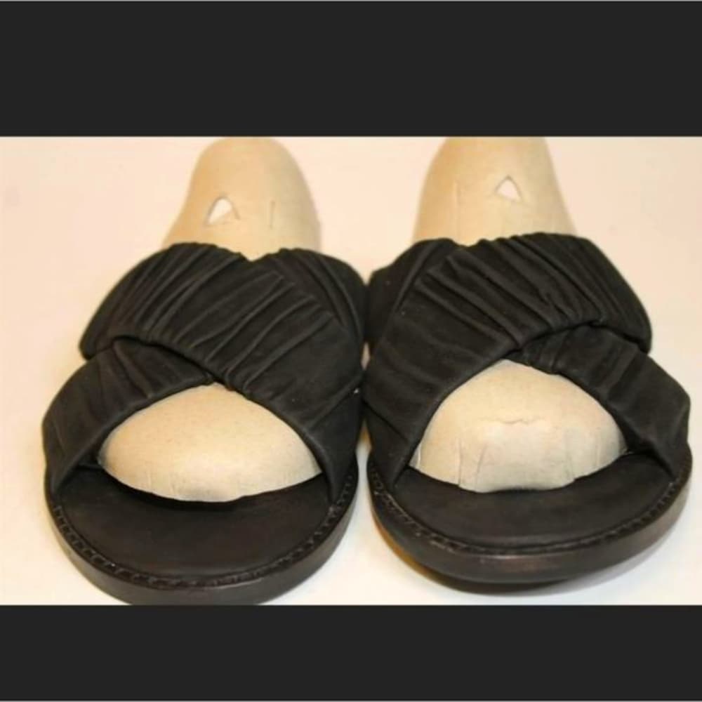Eileen Fisher 8.5 Cross Strap Slides Sandals Flats Shoes - Thumbnail 3
