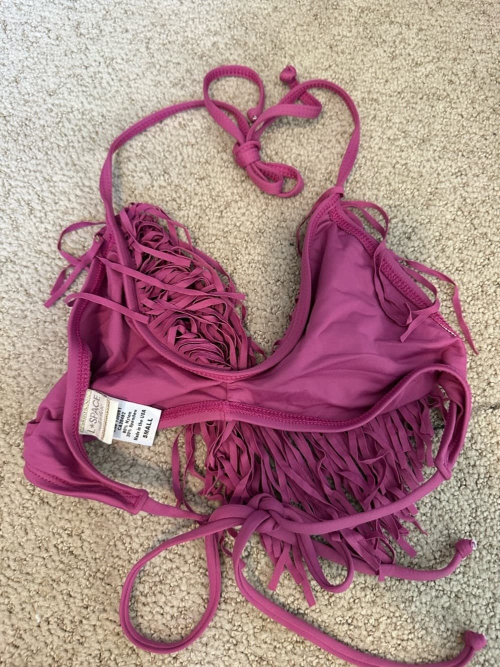 NWOT L*Space Audrey fringe bikini top orchid - Thumbnail 2